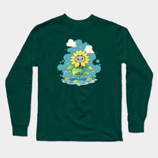 Cute sunflower under the rain Long Sleeve T-Shirt